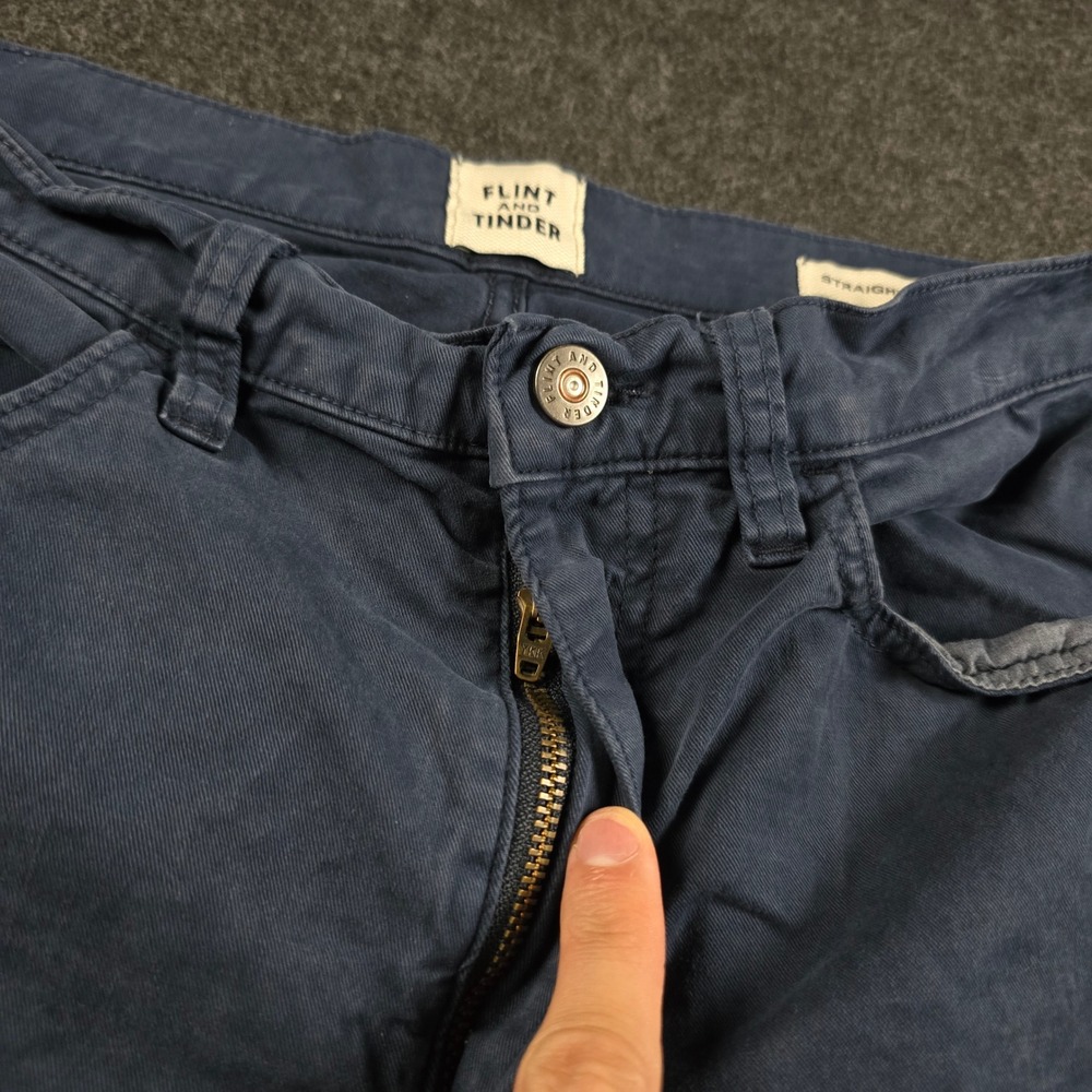 Flint & Tinder Straight Fit 365 Pants Navy Blue Cotton Stretch Chino Men's 34x32 - Picture 12 of 16